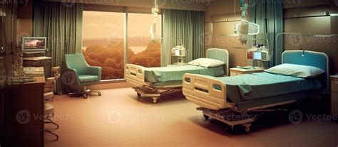 Hospital recovery room with beds and chairs. Generative AI 26204766 ...