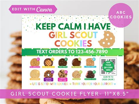 Editable Girl Scout Cookie Flyer 2023 ABC Cookie Menu Booth - Etsy