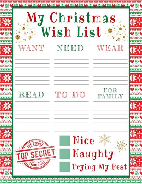 Christmas Wish List Printable Template for Kids Editable - Etsy UK