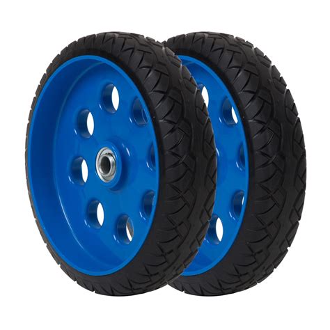 COSCO 10 Inch Low Profile Replacement Wheels for Hand Trucks, Flat-Free, (Blue, 2 Pack ...