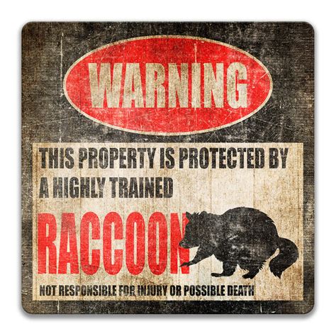 Funny Raccoon Sign Protected by Raccoon Animal Decor Camp Sign | Etsy