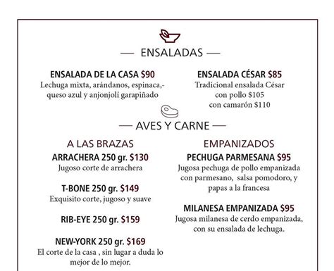 Menu at El Asador restaurant, San Miguel la Piedad