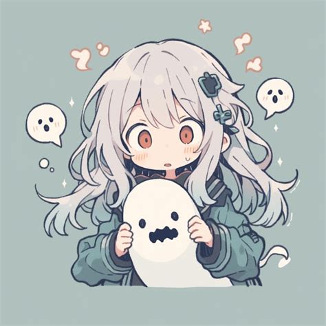 Premium Photo | Anime girl with a ghost face holding a white ghost generative ai