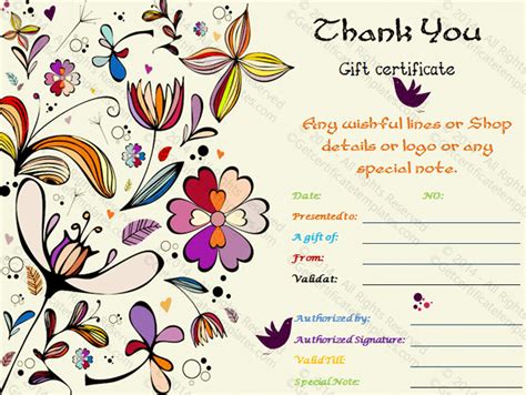 Thank You Gift Certificate Template (Special, #7231) | Printable gift ...