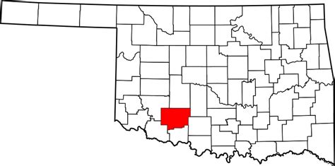 Image: Map of Oklahoma highlighting Comanche County