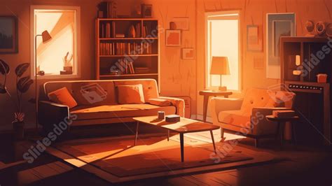 Living Room Layout Warm Illustration Powerpoint Background For Free Download - Slidesdocs