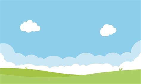 Premium Vector | Cartoon meadow landscape summer green fields view spring lawn hill and blue sky ...