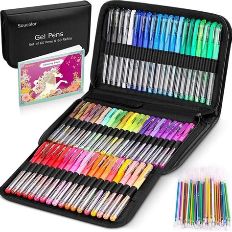 Gel Pens for Adult Coloring Books, 122 Pack Artist Colored Gel Marker ...