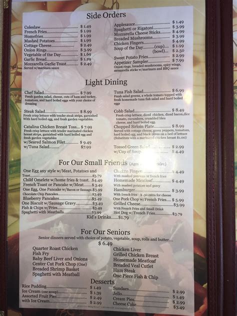 Menu at Sammy's restaurant, Grand River