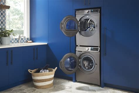 Samsung SAWADREIG68502 Stacked Washer & Dryer Set with Front Load Washer and Electric Dryer in Grey