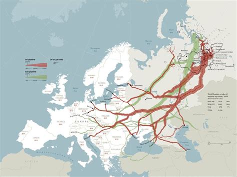 Europe Oil and Gas pipelines map by Virginia W. Mason, National ...