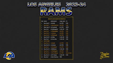 La Rams Schedule 2024-24 - Allix Violet