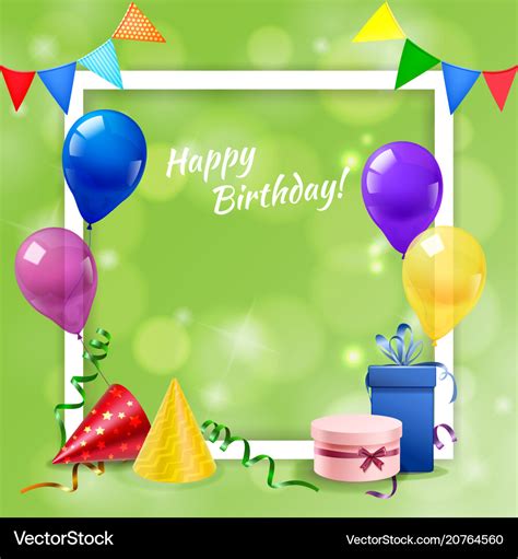 Birthday party frame realistic Royalty Free Vector Image