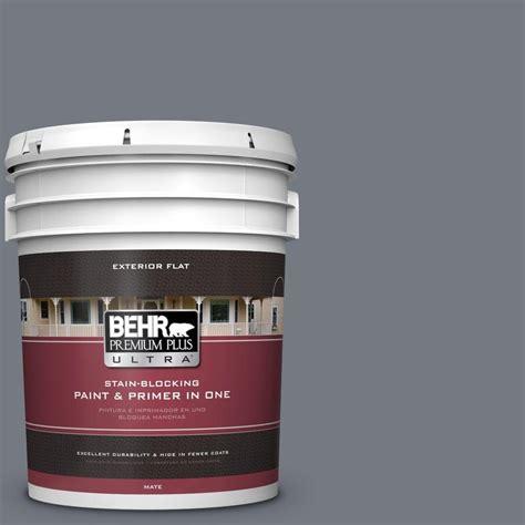 BEHR Premium Plus Ultra 5 gal. #N510-5 Liquid Mercury Color Flat Exterior Paint-485405 - The ...