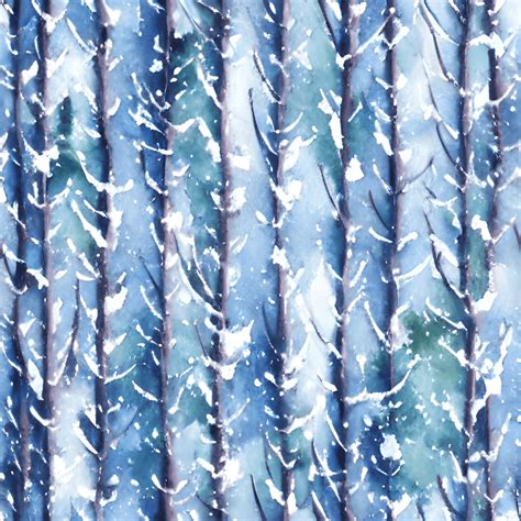 Snow Covered Pine Trees Watercolor Pattern · Creative Fabrica