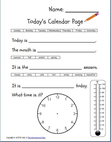 Free Daily Calendar Page + Math Lapbook Activities - Homeschool Den