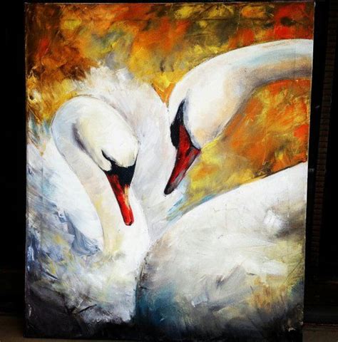 Swans love care oil painting on canvas gift wall decoration | Абстрактные картины маслом ...