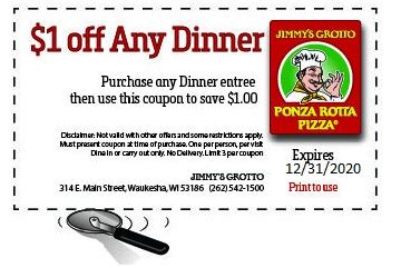 Coupons - Jimmy's Grotto Ponza Rotta Pizza