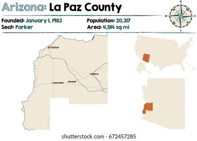 Large Detailed Map La Paz County Stock Vector (Royalty Free) 672457285 | Shutterstock