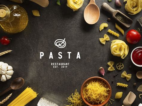 Pasta Restaurant Logo with Ingredients and Utensils