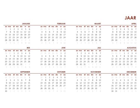 Algemene kalender voor het hele jaar