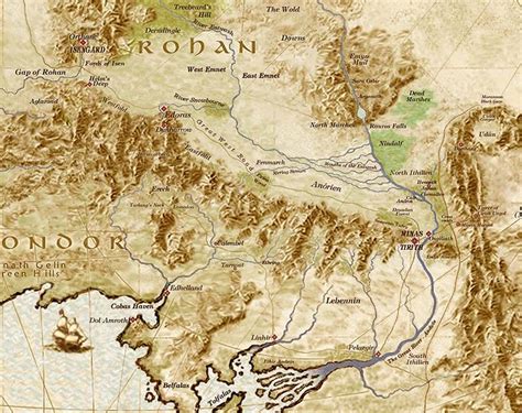 The Rohan Map Fantasy Map The Lord Of The Rings Middle Earth Map Bag ...