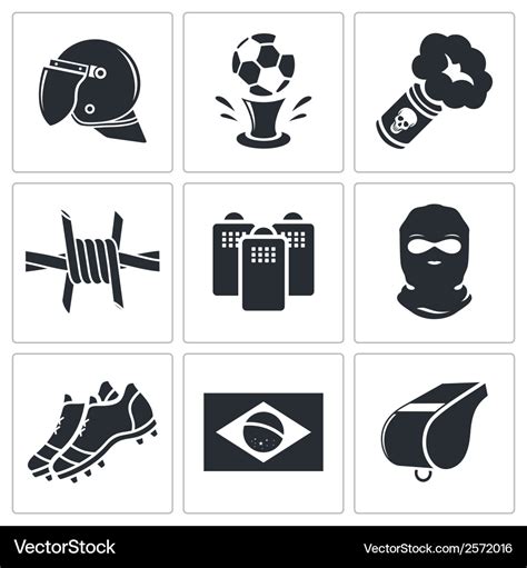 Soccer fans ultras icon collection Royalty Free Vector Image