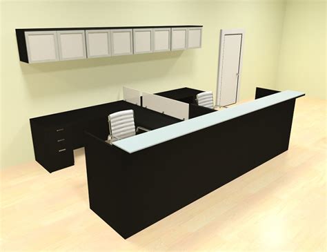 12pc 12' Feet U Shaped Glass Counter Reception Desk Set, #CH-AMB-R23 - H2O Furniture