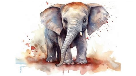 Wall Art Print | baby elephant, watercolor painting | Europosters