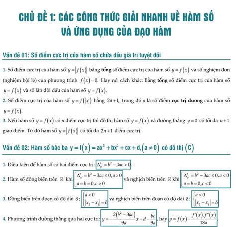 Tổng hợp công thức giải nhanh toán 12 [MIỄN PHÍ]