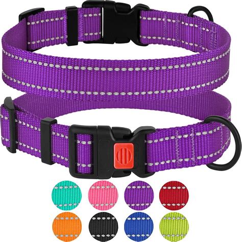 Reflective Dog Collar Safety Nylon Collars for Medium Dogs with Buckle, Purple - Walmart.com