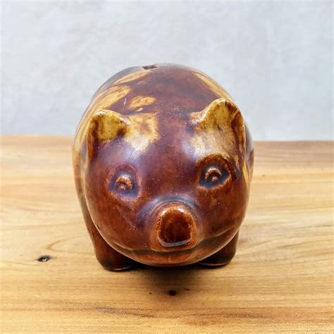 Vintage McCoy Brown Ceramic Piggy Bank, Collectible Pottery Farmhouse ...