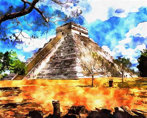 The Mayan Temple Painting by Mario Carini