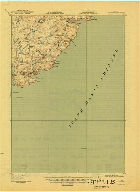 Cutler, Maine 1918 (1944) USGS Old Topo Map 15x15 Quad - OLD MAPS