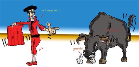 Cartoon matador and angry bull free image download