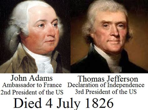 Image result for did john adams and thomas jefferson both died on july ...