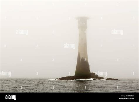 Wolf Rock Lighthouse on a foggy day Stock Photo - Alamy