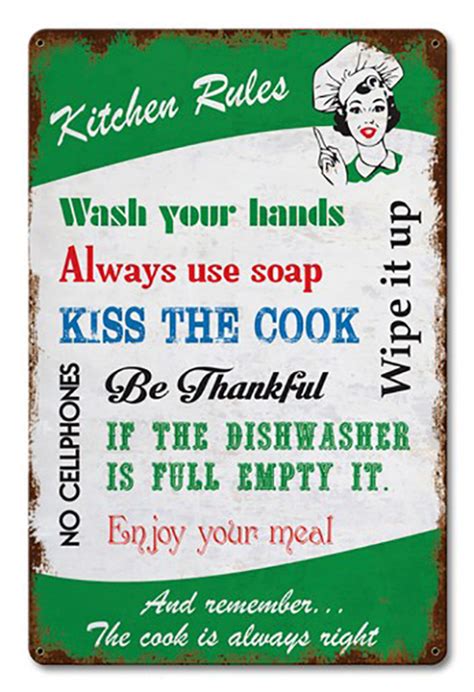 Kitchen Rules Metal Sign 18 x 12 Inches