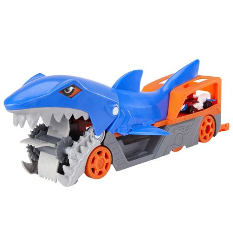 Buy Hot Wheels Shark Chomp Transporter Playset with One 1:64 Scale Car ...