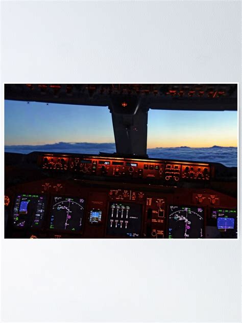 "Boeing 747 cockpit view flying above the clouds in the sunset" Poster ...