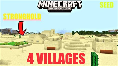 Minecraft PE - AWESOME 4 VILLAGES, DESERT TEMPLE + STRONGHOLD SEED ! MCPE 1.2 - YouTube