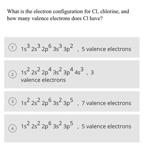 Solved What is the electron configuration for Cl, chlorine, | Chegg.com