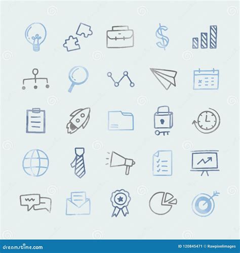 Collection of Illustrated Business Icons Stock Vector - Illustration of ...