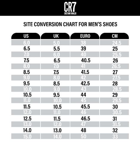 CR7 - Cristiano Ronaldo Size Chart – NYCK - New York City Kicks