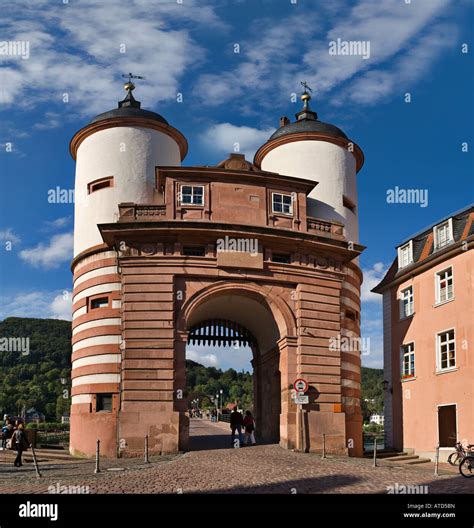 Alte Brucke (Old Bridge) gate, Heidelberg, Germany Stock Photo - Alamy