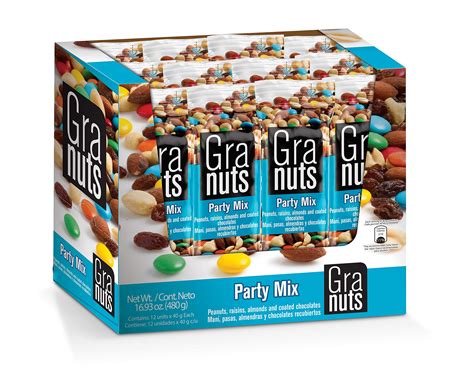 Granuts Party Mix - Sweet Chocolate-Coated Candies, Soft Raisins & Crunchy Salted Peanuts ...