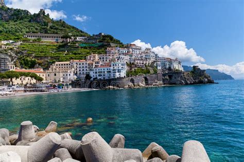 City of Maiori. Architecture and Beaches of the City of Maiori Stock Photo - Image of beach ...