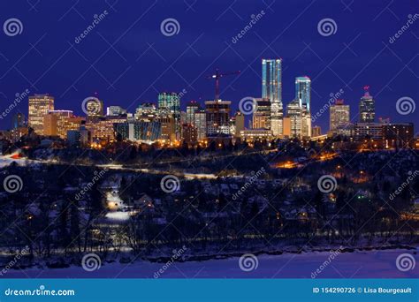 Edmonton Skyline Lights at Night Stock Photo - Image of edmonton, light ...