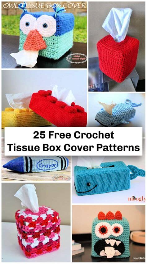 25 Free Crochet Tissue Box Cover Patterns - DIY Crafts