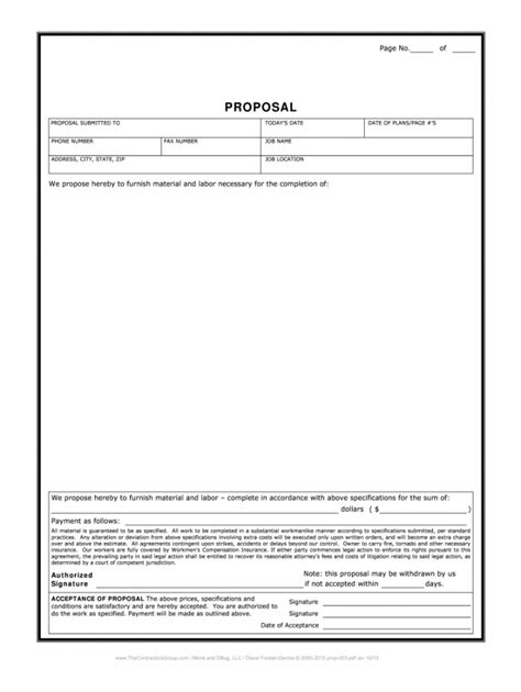 Blank Proposal Forms Printable